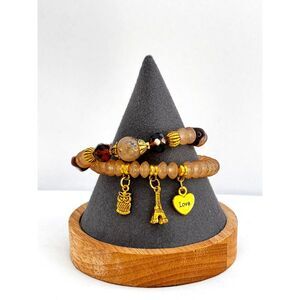 Set of 2 Beaded Bracelet w/Charms